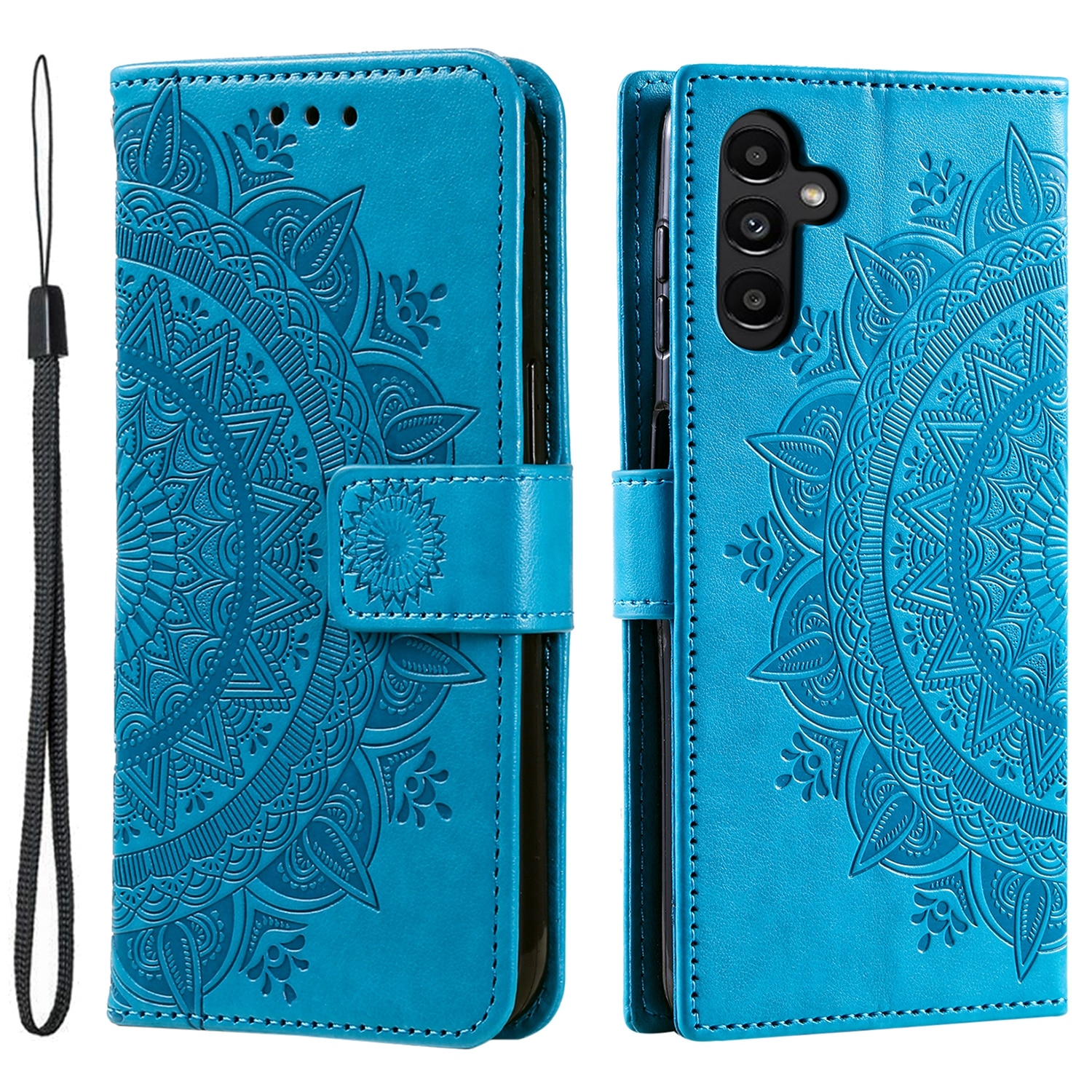 Custodia in pelle Mandala Samsung Galaxy A17 Blu