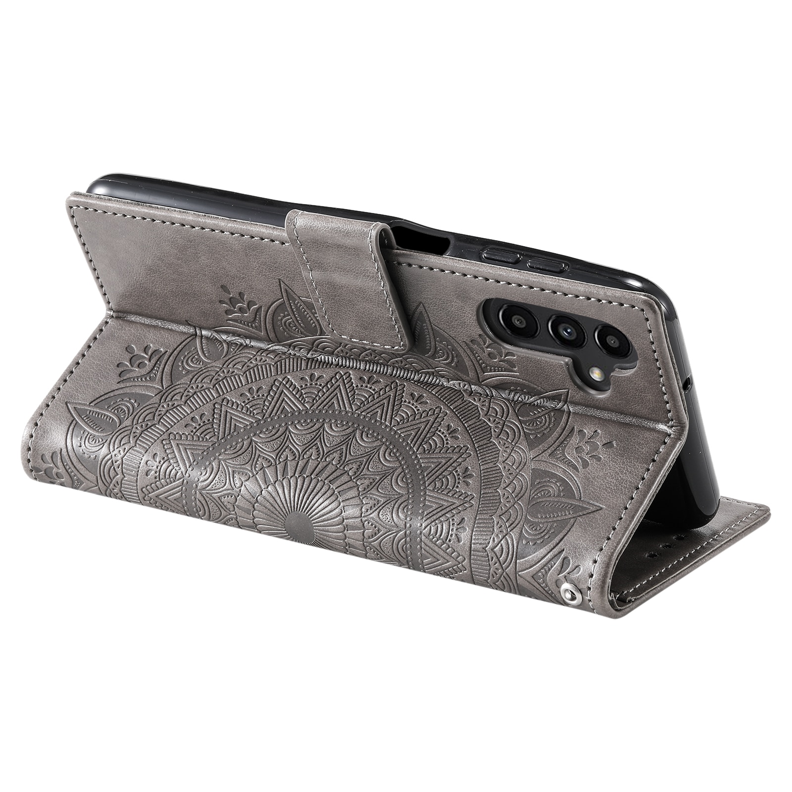 Custodia in pelle Mandala Samsung Galaxy A17 Grigio