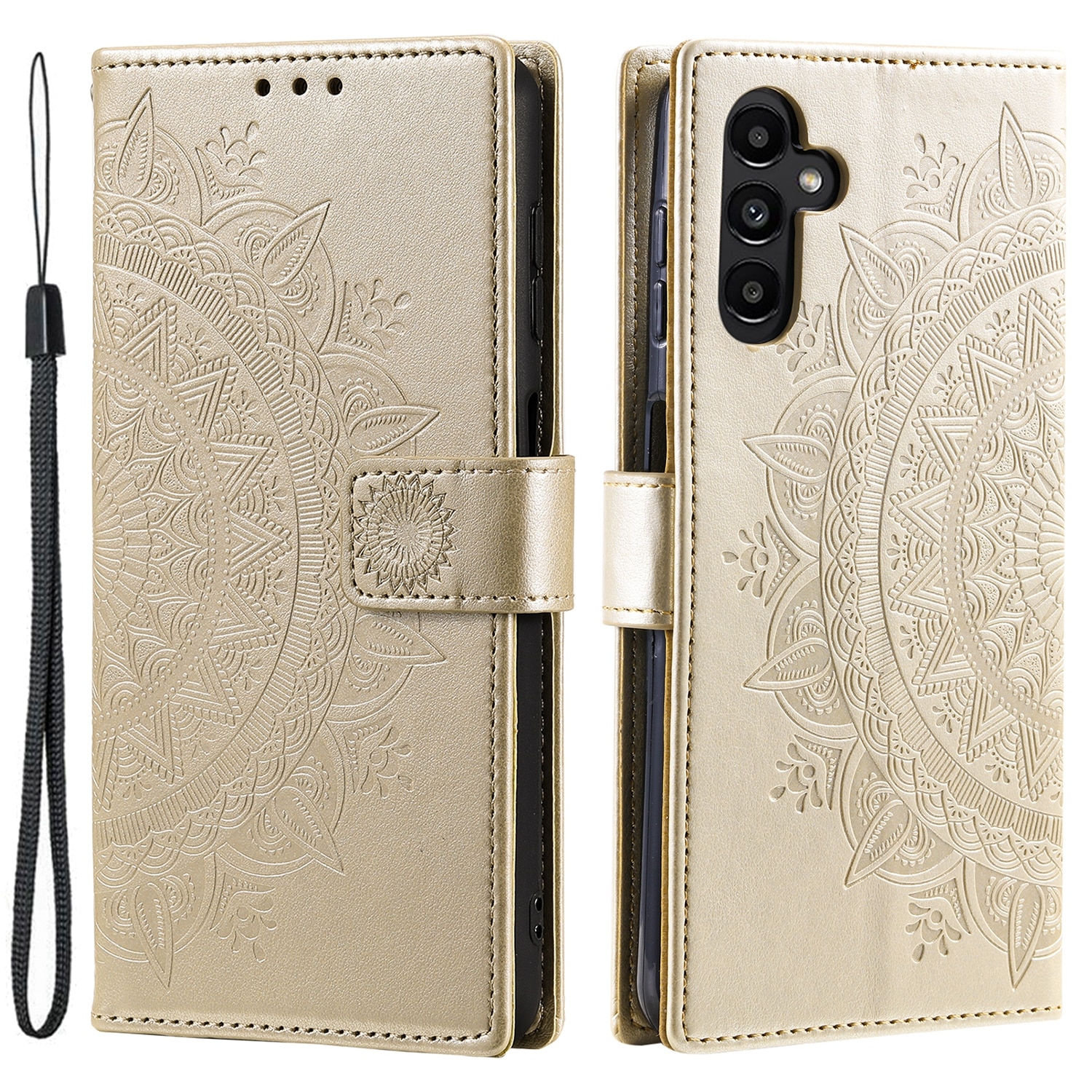 Custodia in pelle Mandala Samsung Galaxy A17 Oro