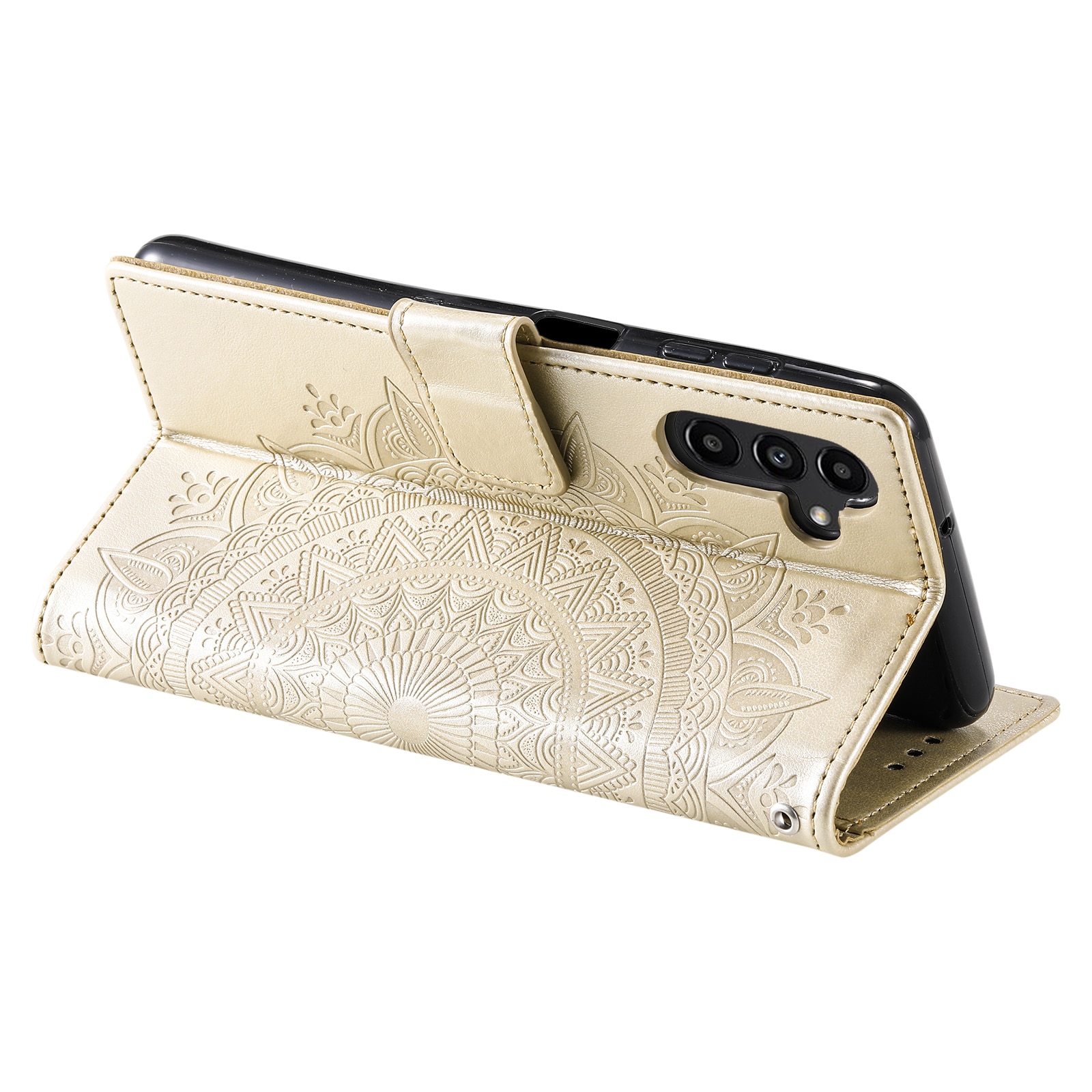 Custodia in pelle Mandala Samsung Galaxy A17 Oro