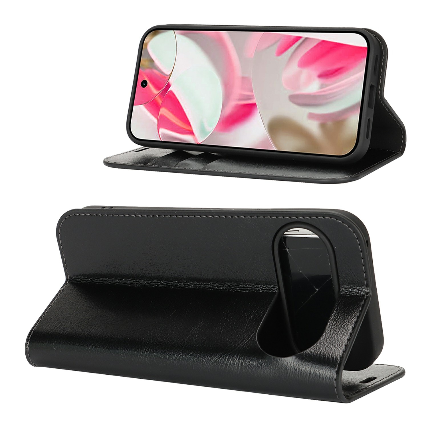 Cover Portafoglio in vera pelle Google Pixel 10 Pro Nero