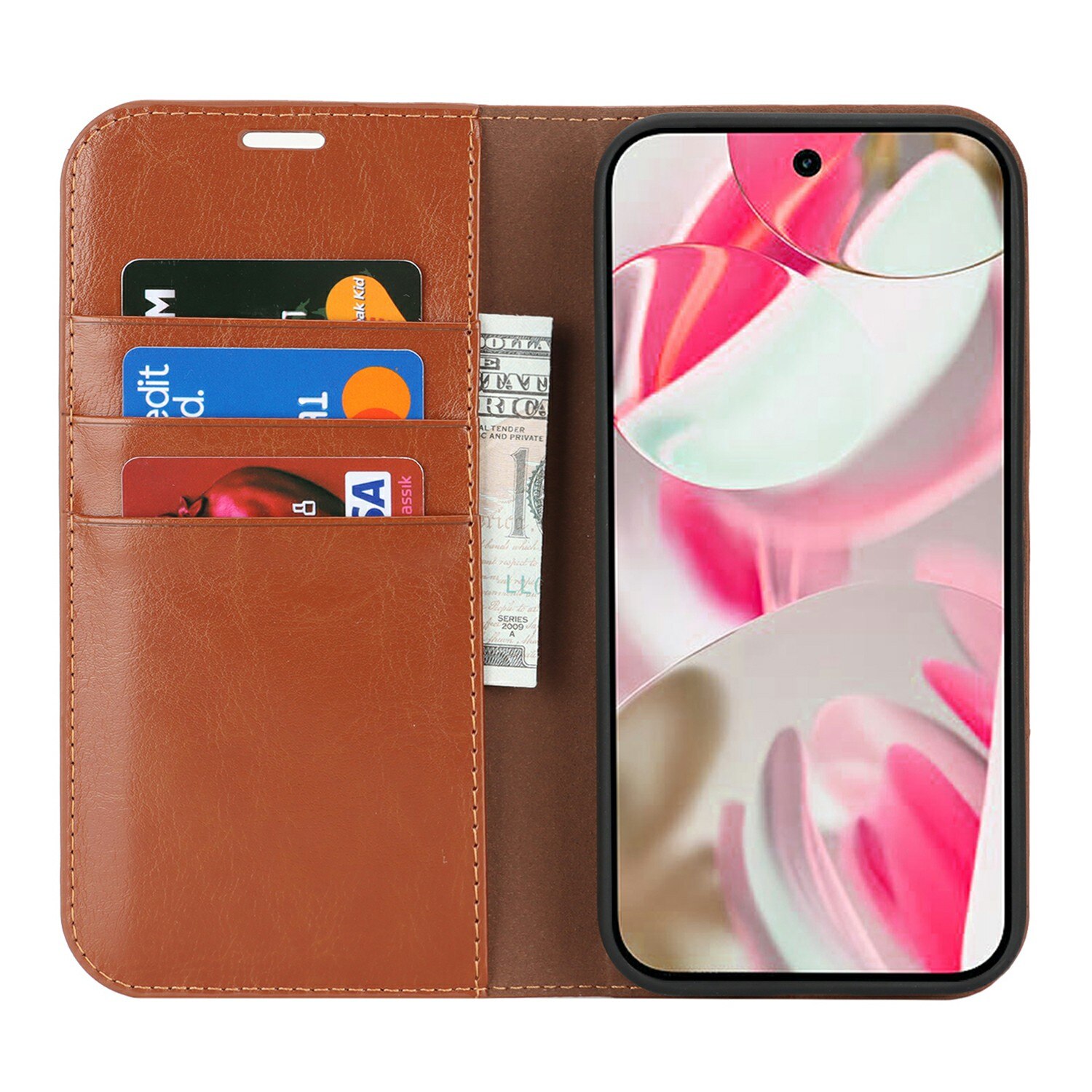 Cover Portafoglio in vera pelle Google Pixel 10 Marrone