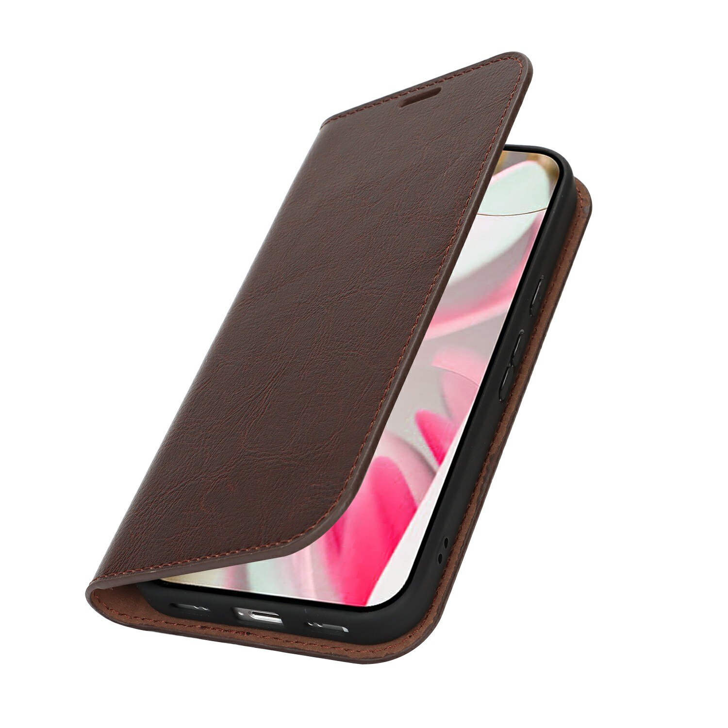 Cover Portafoglio in vera pelle Google Pixel 10 Marrone scuro