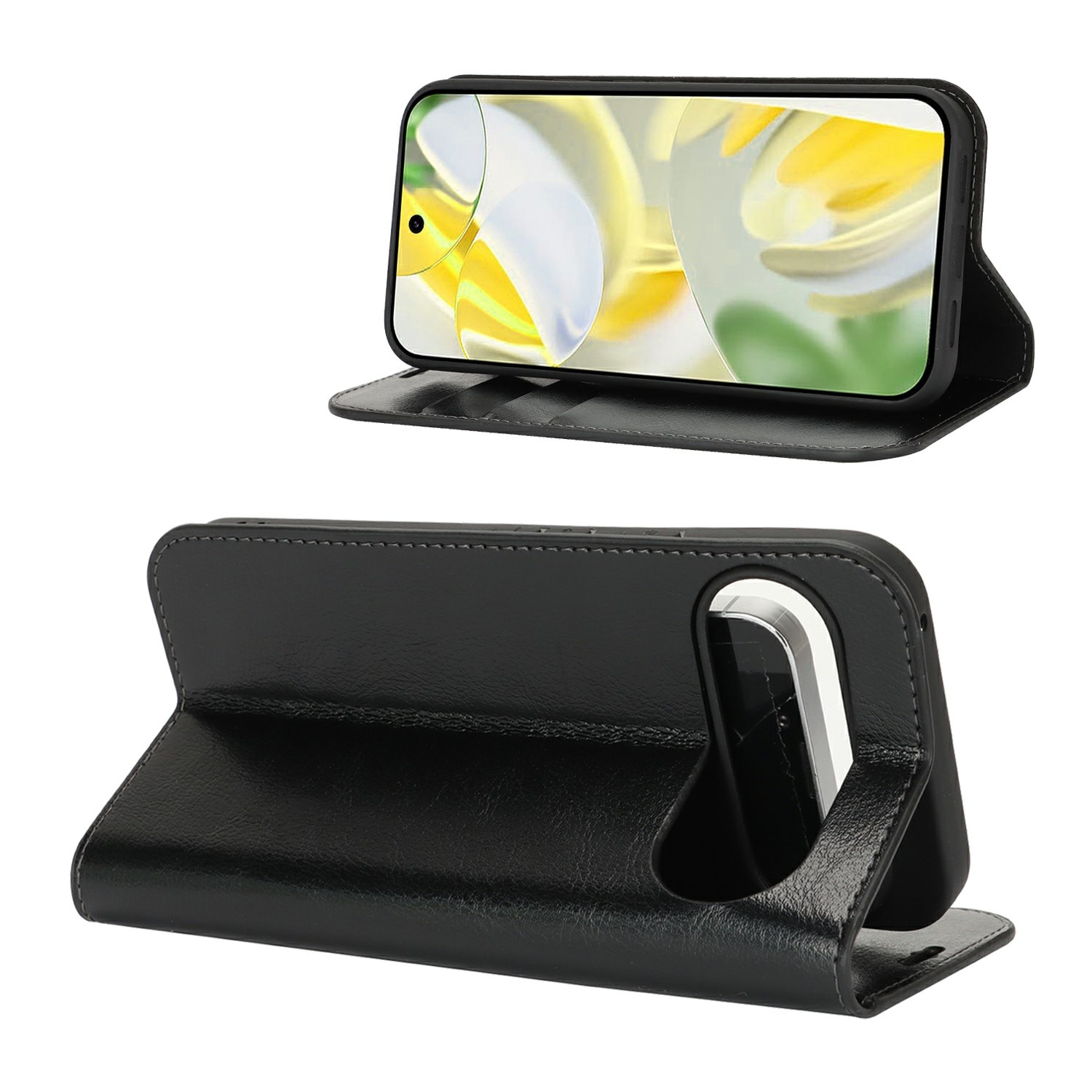 Cover Portafoglio in vera pelle Google Pixel 10 Pro XL Nero