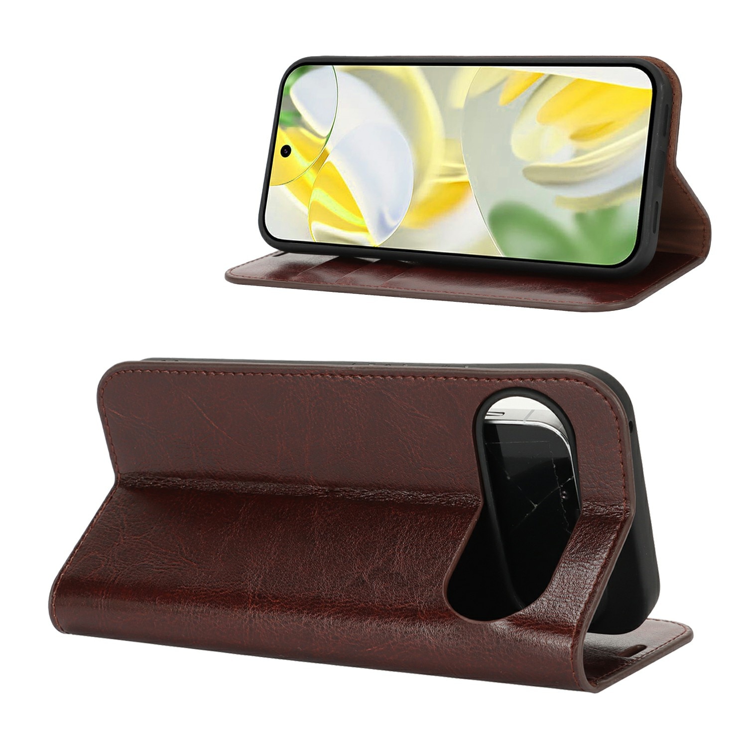 Cover Portafoglio in vera pelle Google Pixel 10 Pro XL Marrone scuro