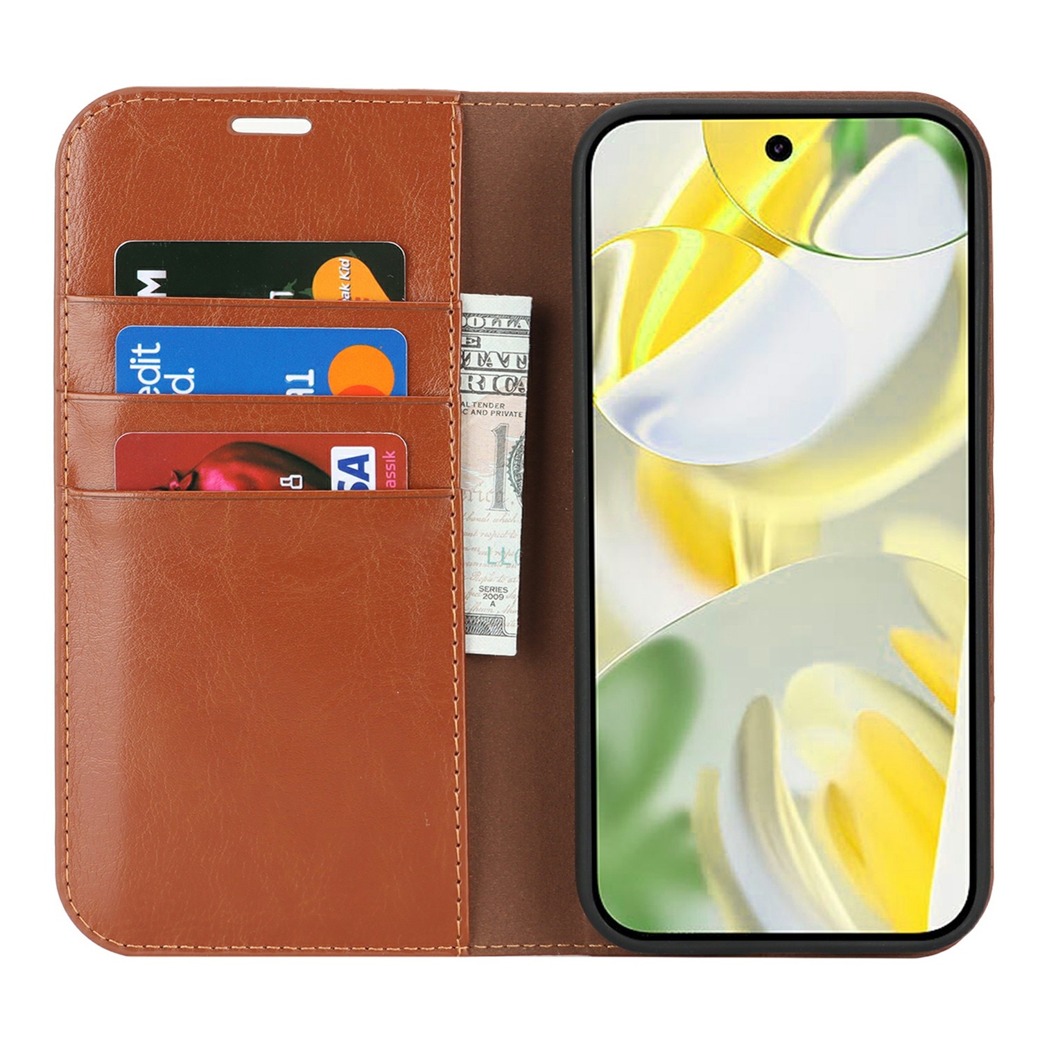 Cover Portafoglio in vera pelle Google Pixel 10 Pro XL Marrone