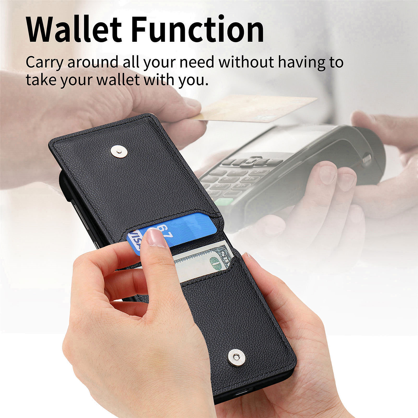 Cover con porta anelli + portacarte Samsung Galaxy Z Flip 7, nero