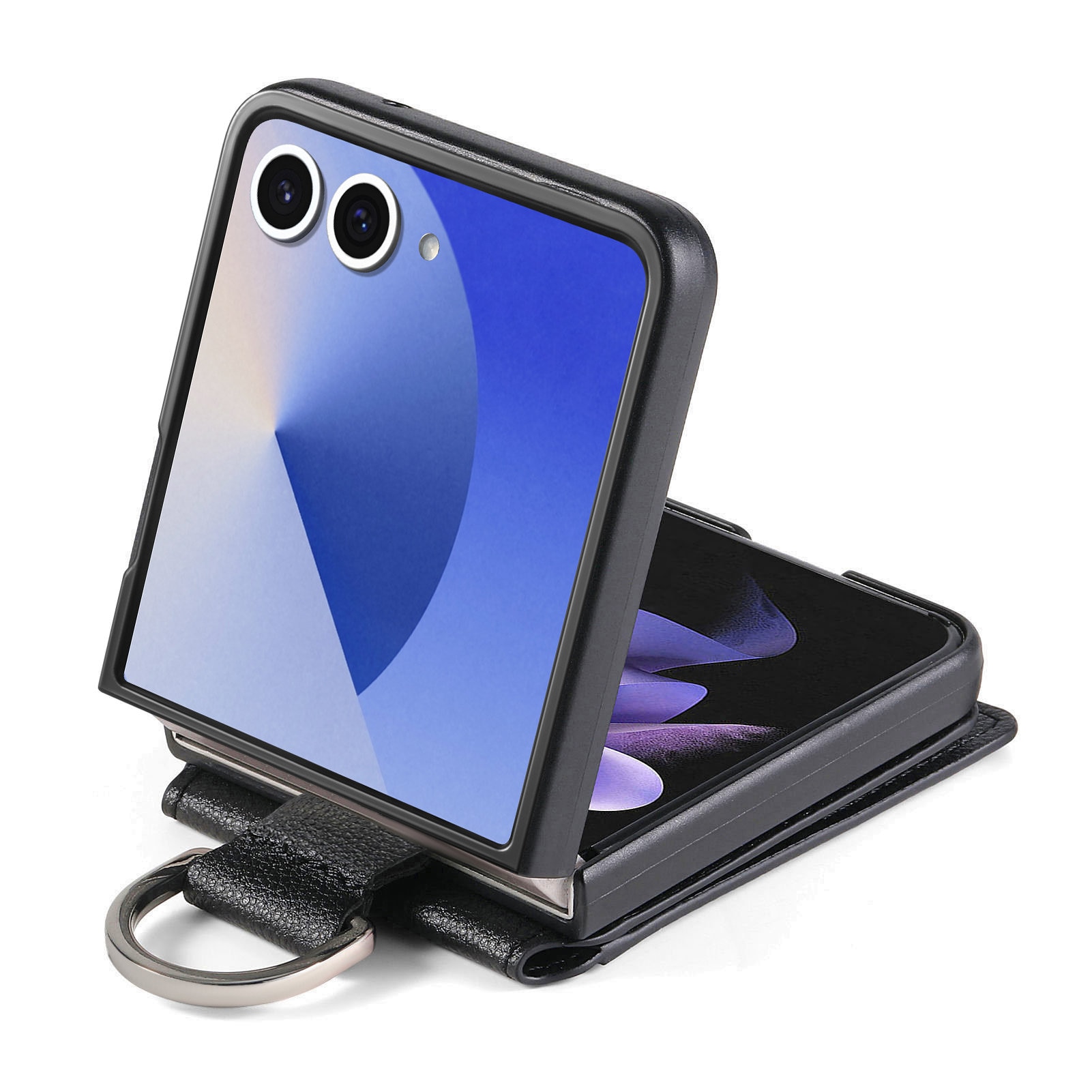 Cover con porta anelli + portacarte Samsung Galaxy Z Flip 7, nero