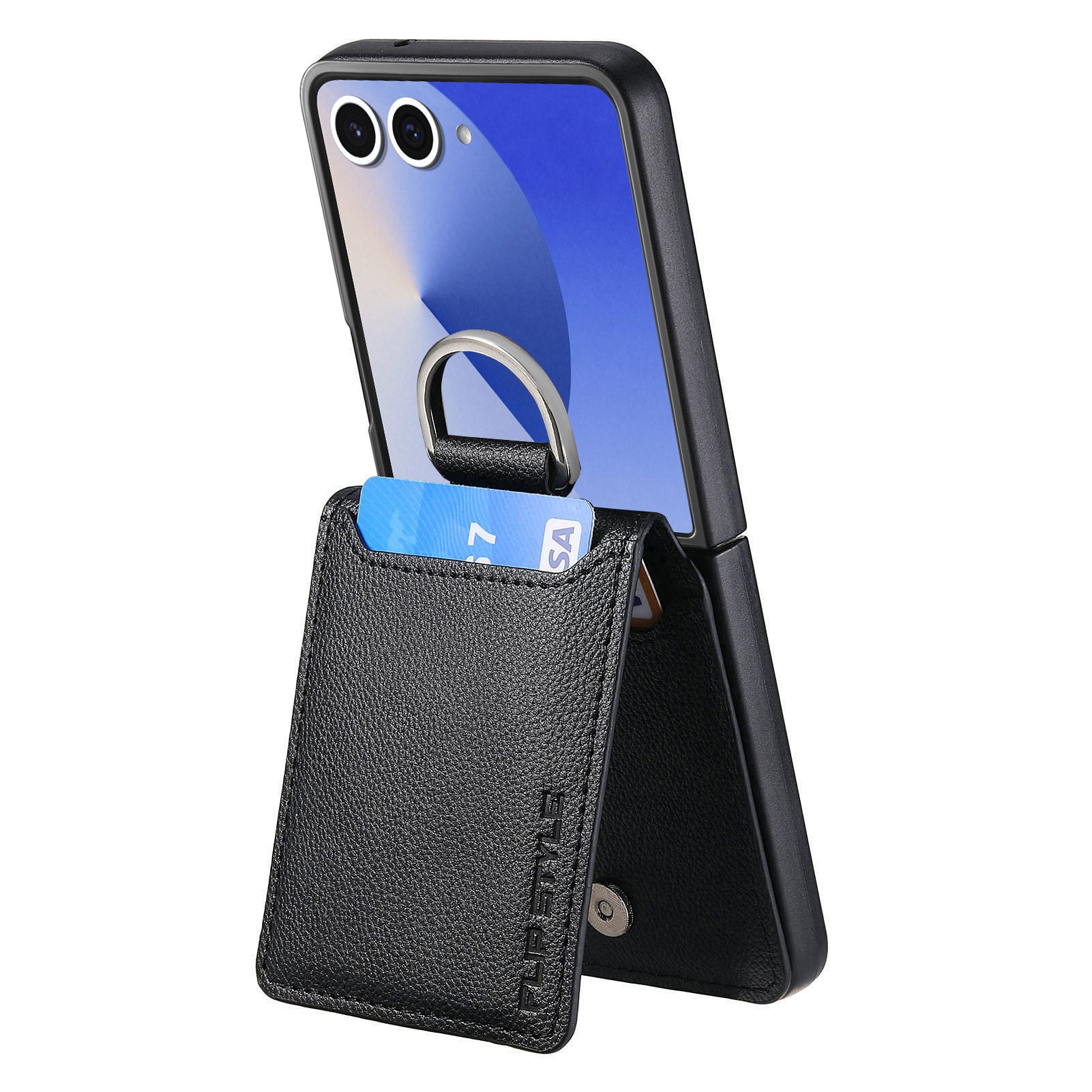 Cover con porta anelli + portacarte Samsung Galaxy Z Flip 7, nero