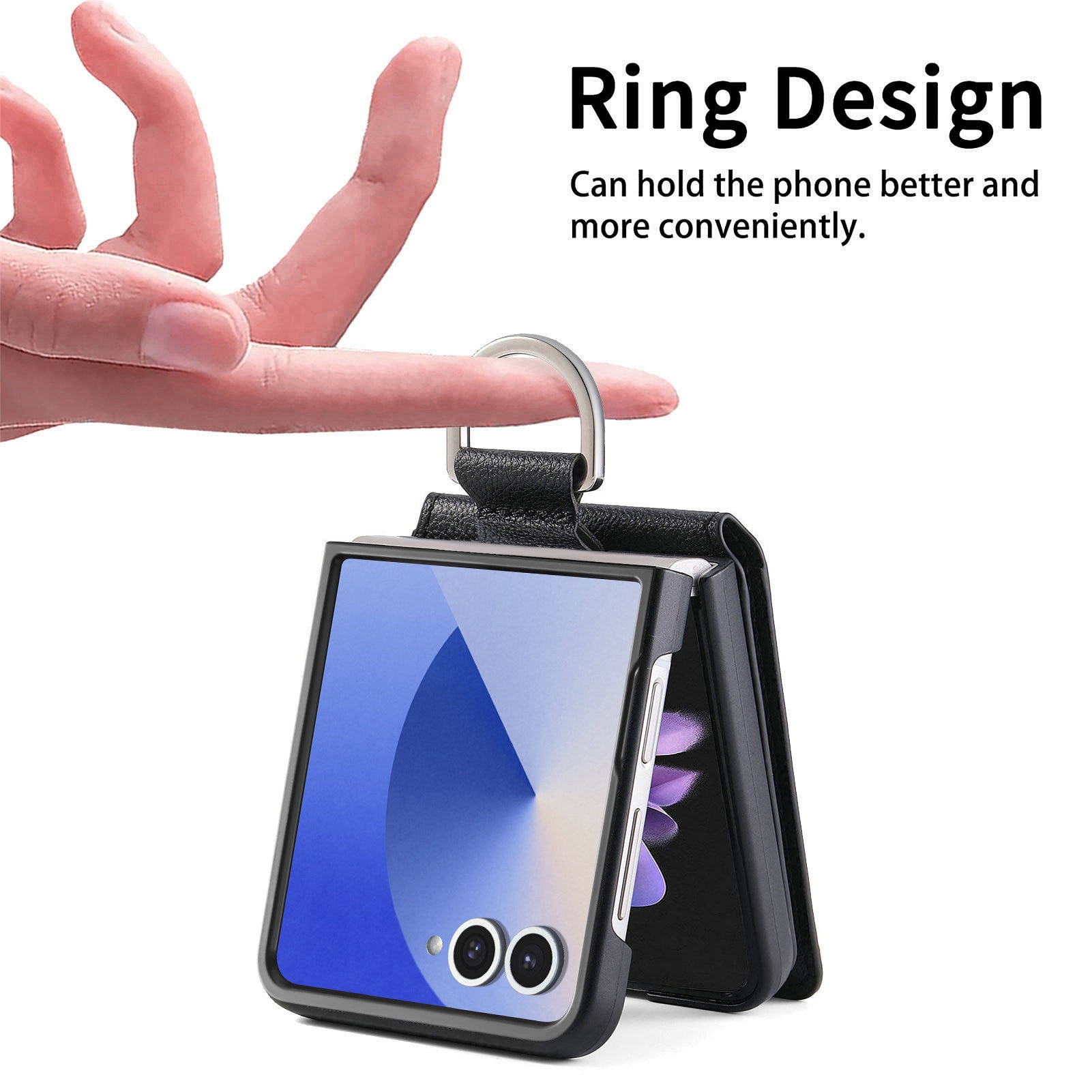 Cover con porta anelli + portacarte Samsung Galaxy Z Flip 7, nero