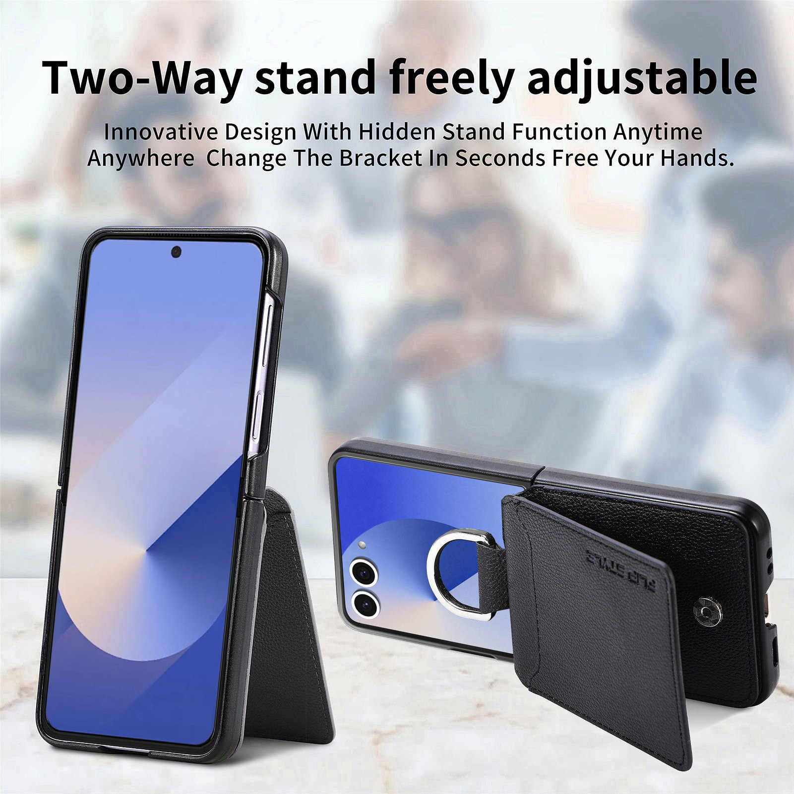 Cover con porta anelli + portacarte Samsung Galaxy Z Flip 7, nero
