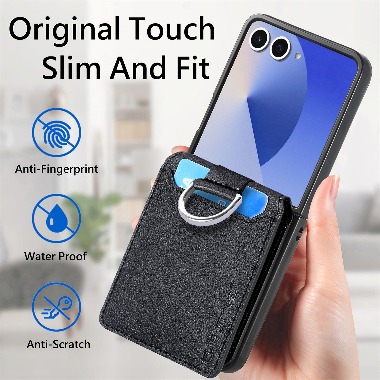 Cover con porta anelli + portacarte Samsung Galaxy Z Flip 7, nero