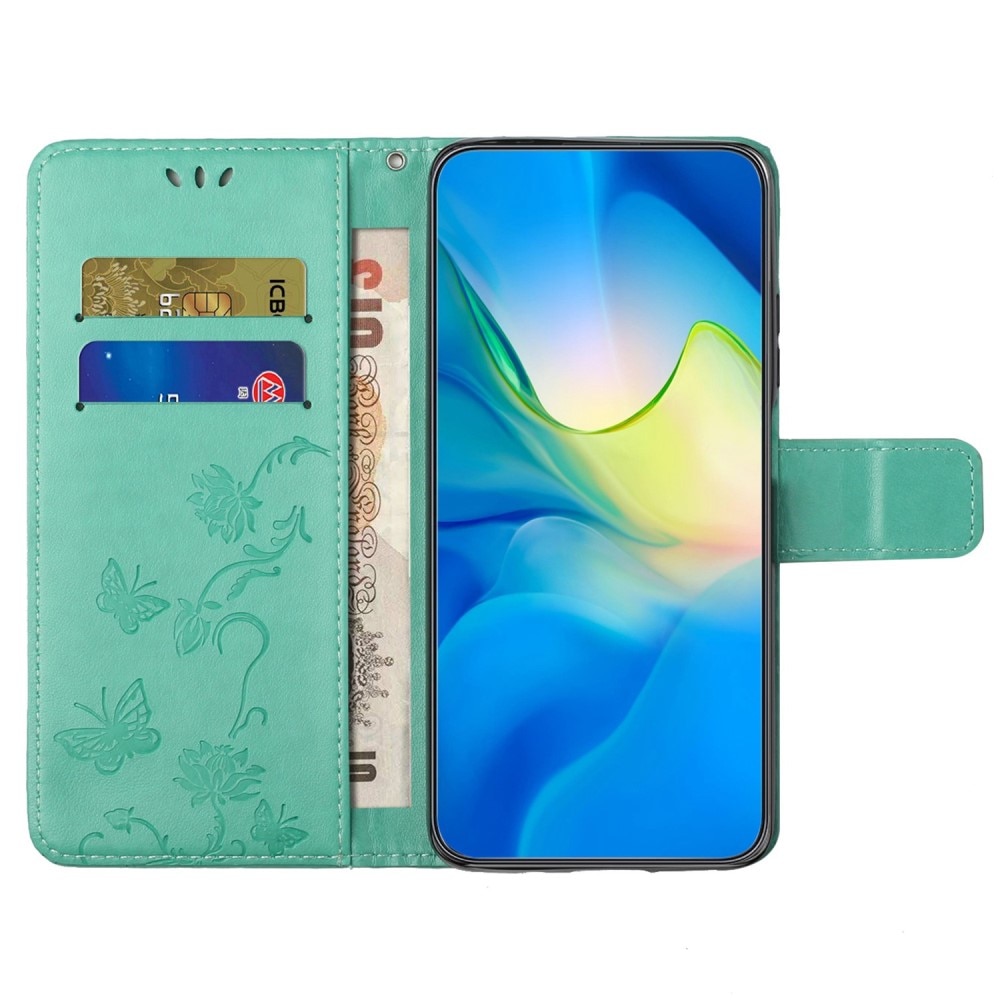 Custodia in pelle a farfalle per Samsung Galaxy A14, verde