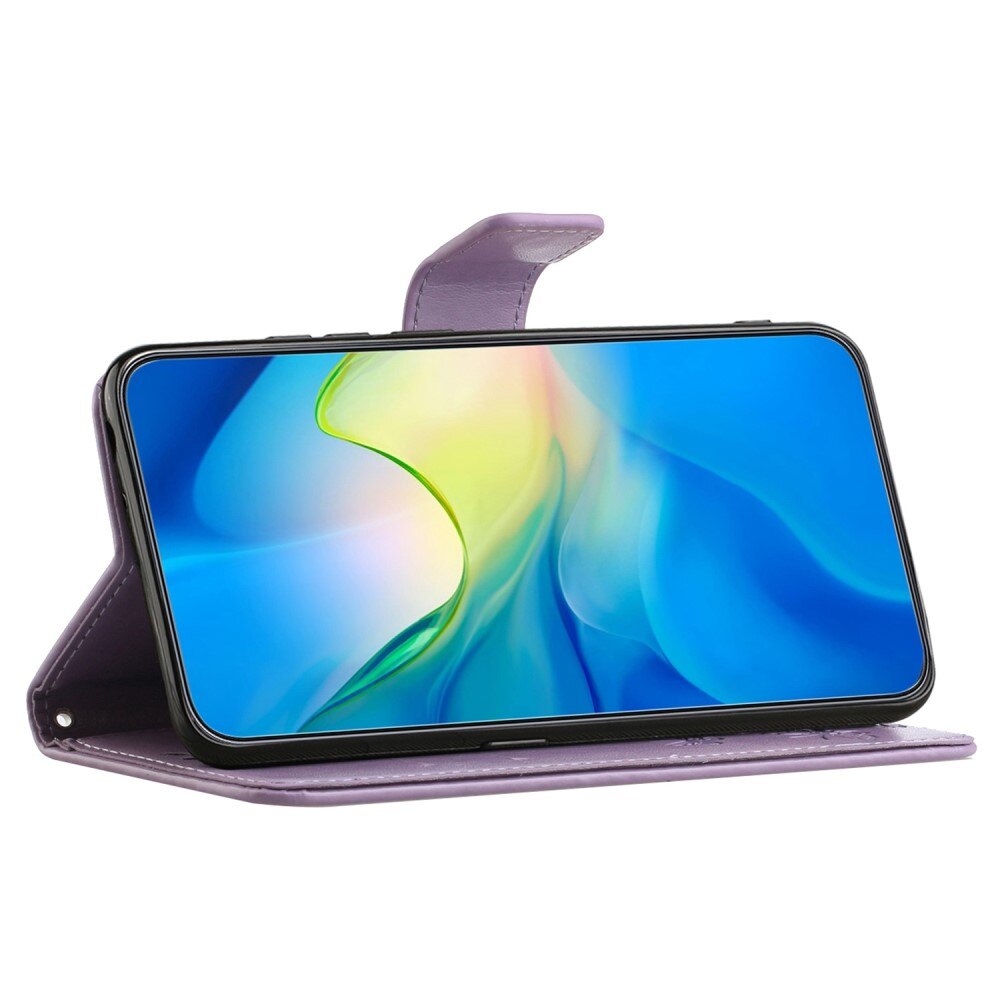 Custodia in pelle a farfalle per Samsung Galaxy A14, viola