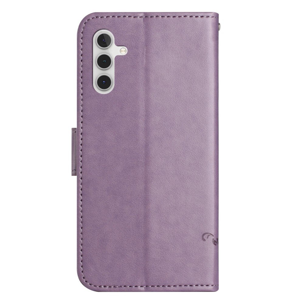 Custodia in pelle a farfalle per Samsung Galaxy A14, viola