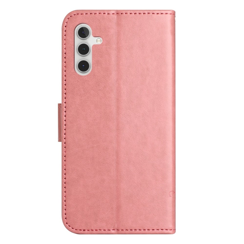 Custodia in pelle a farfalle per Samsung Galaxy A14, rosa