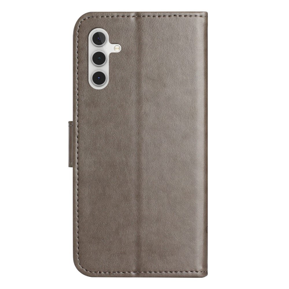 Custodia in pelle a farfalle per Samsung Galaxy A14, Grigio