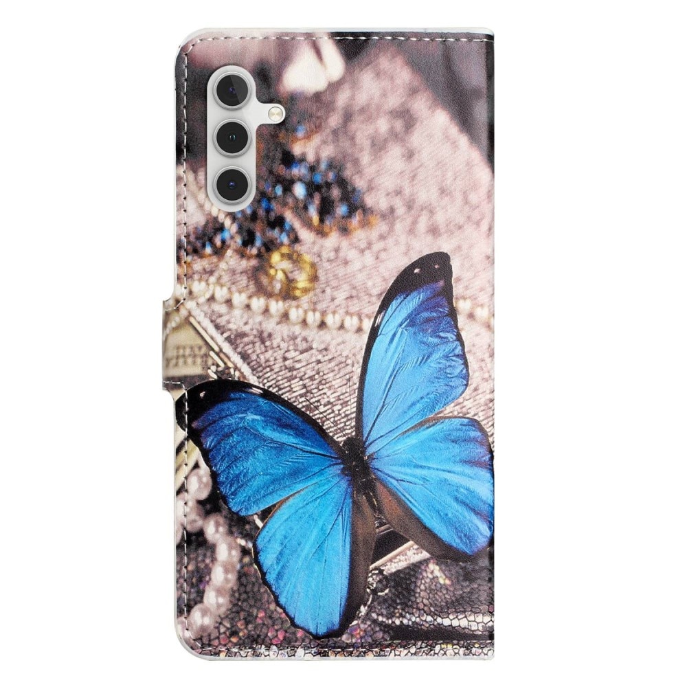 Custodie a portafoglio Samsung Galaxy A14 farfalla blu