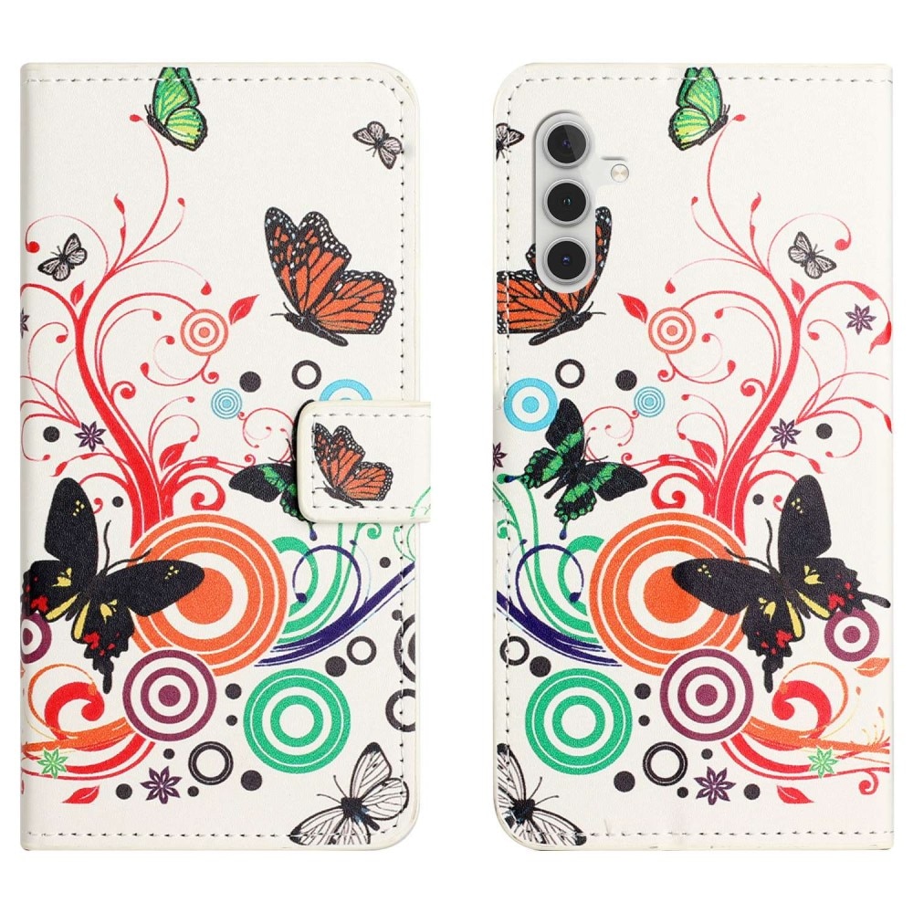 Custodie a portafoglio Samsung Galaxy A14 farfalla bianca