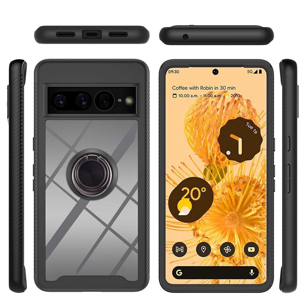 Case Full Cover Ring Google Pixel 7 Pro Nero