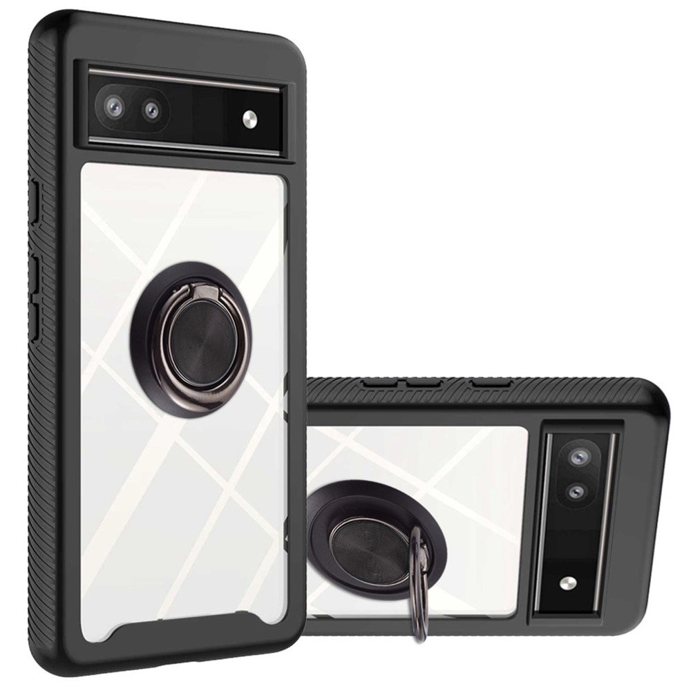 Case Full Cover Ring Google Pixel 6a Nero