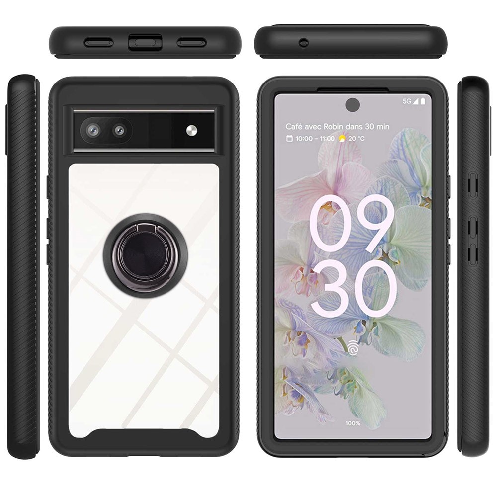 Case Full Cover Ring Google Pixel 6a Nero
