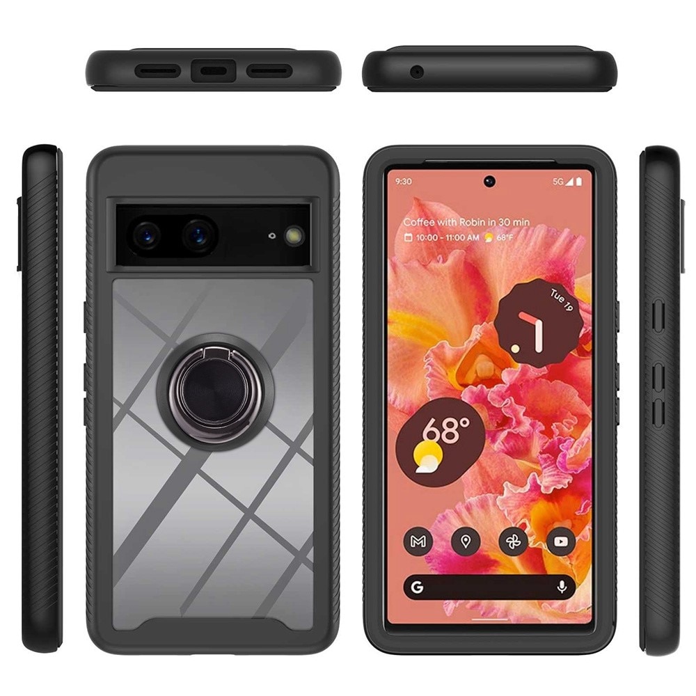 Case Full Cover Ring Google Pixel 7 Nero