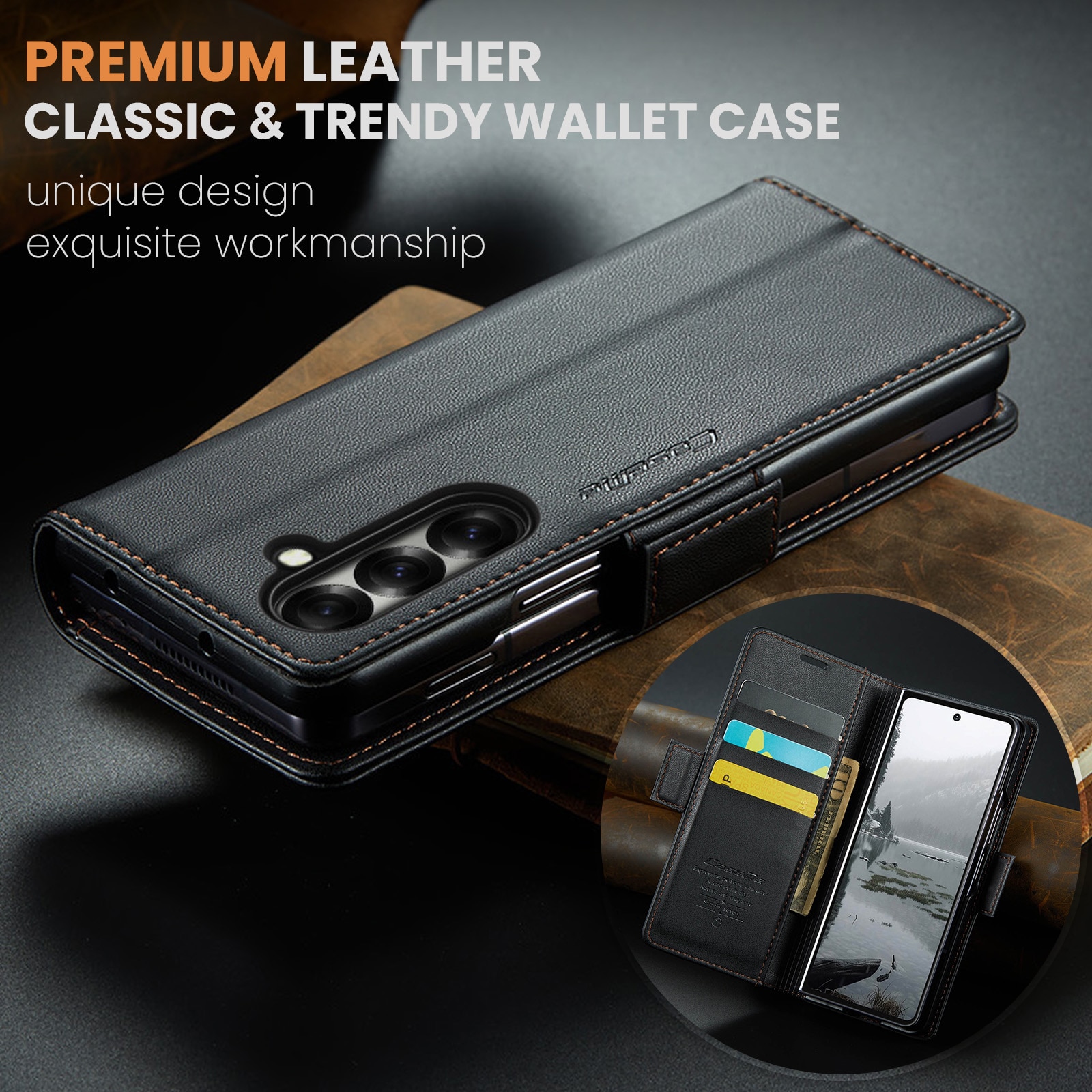 Custodie a portafoglio sottili anti-RFID Samsung Galaxy Z Fold 7 nero