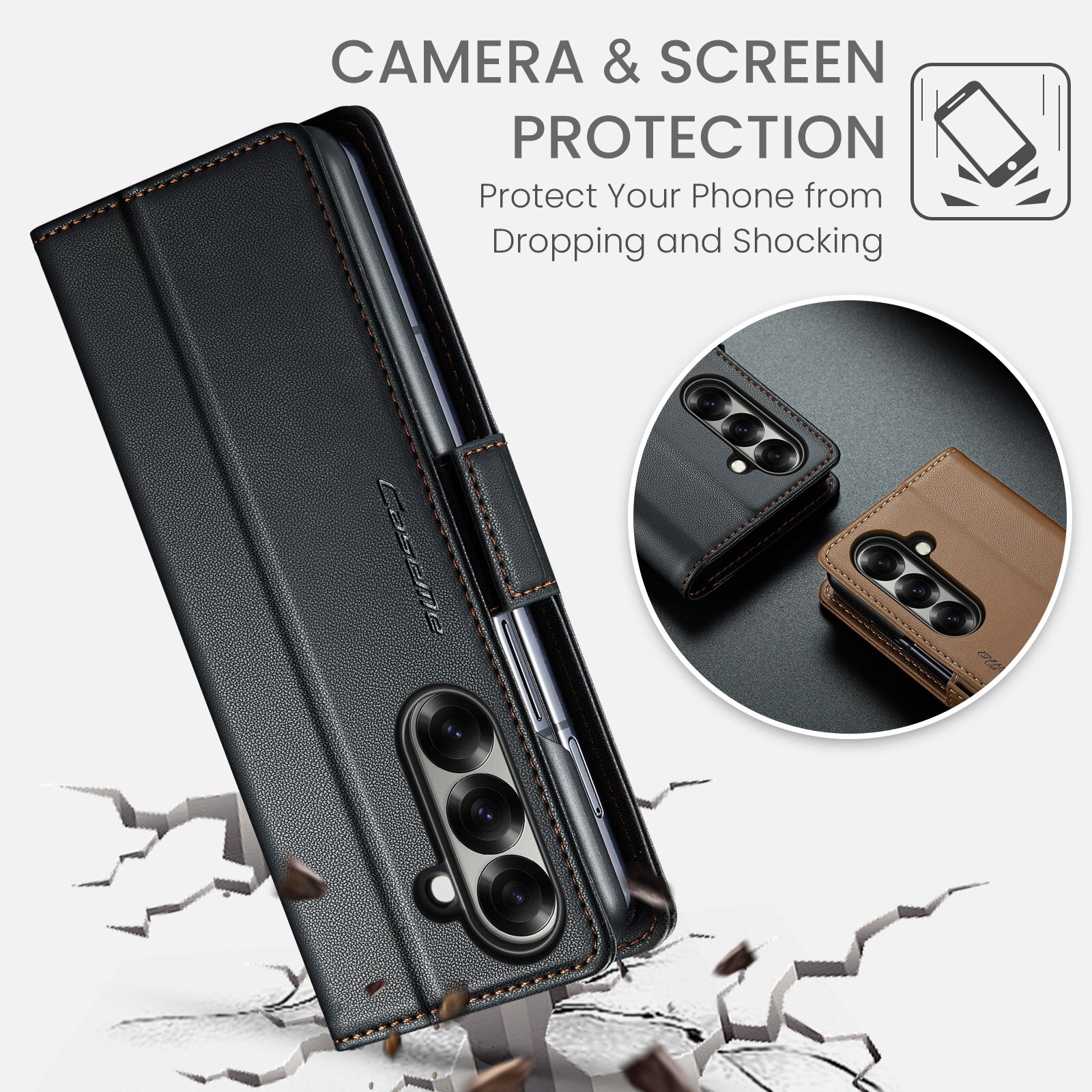 Custodie a portafoglio sottili anti-RFID Samsung Galaxy Z Fold 7 nero