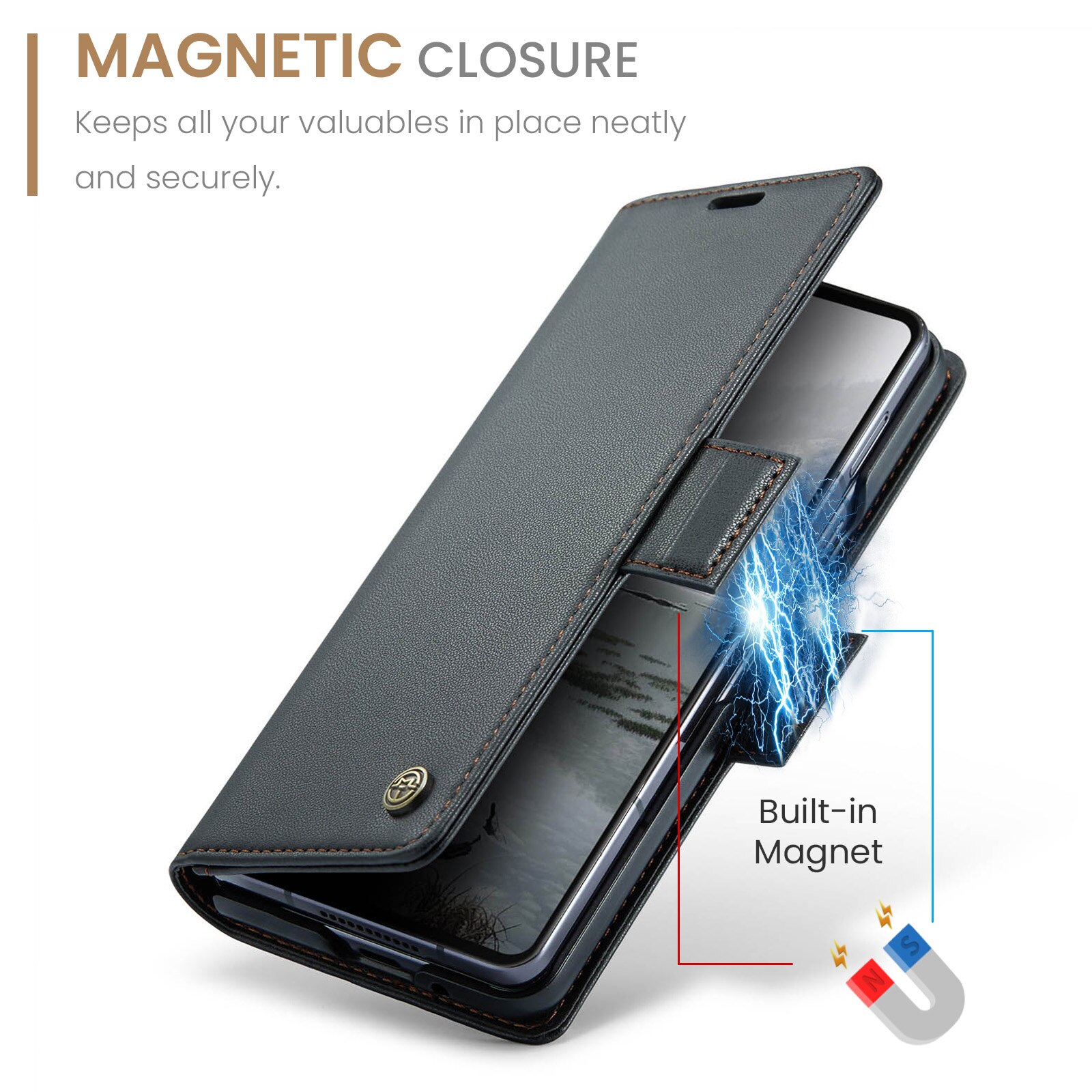 Custodie a portafoglio sottili anti-RFID Samsung Galaxy Z Fold 7 nero