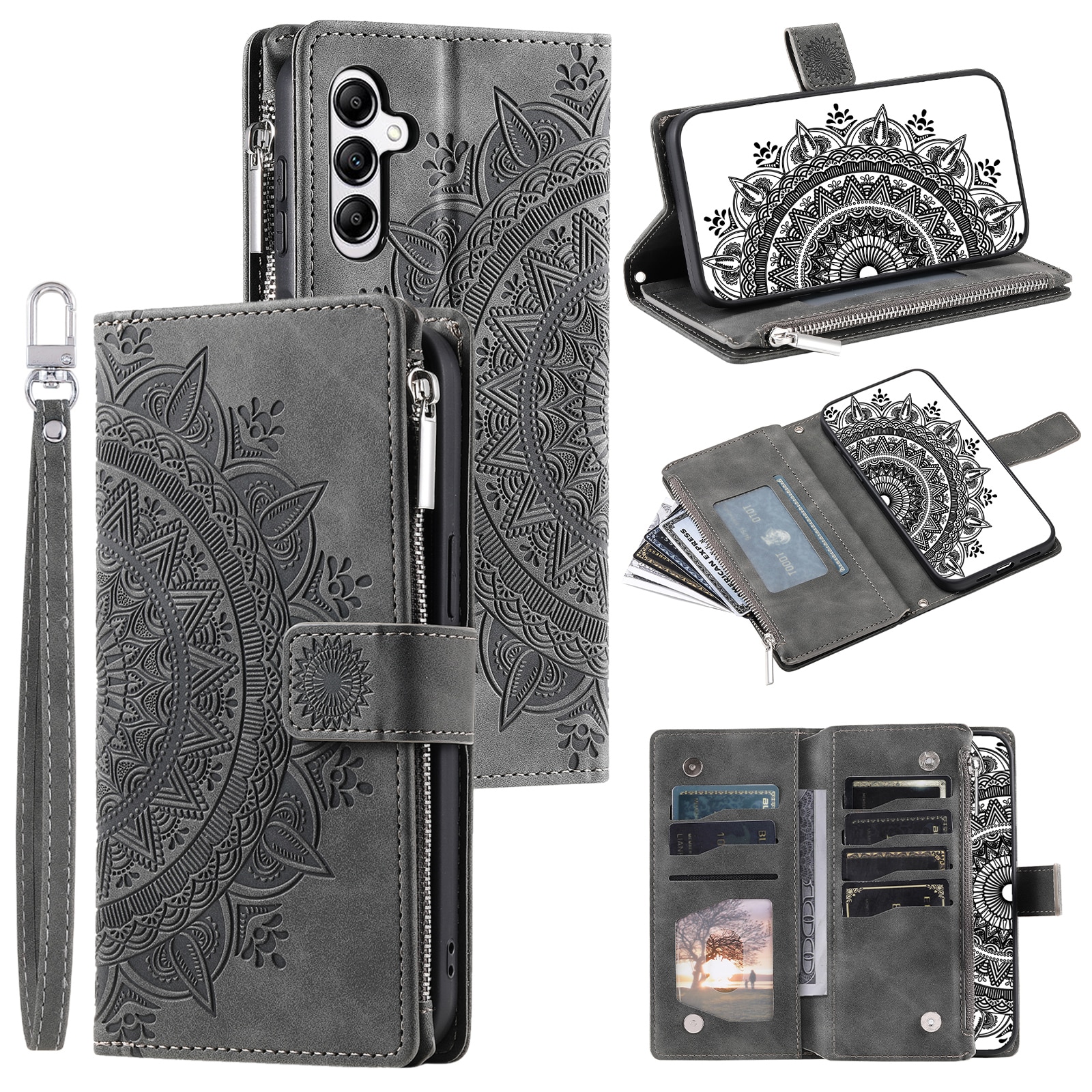 Borsa a portafoglio Mandala Samsung Galaxy S25 FE, Grigio