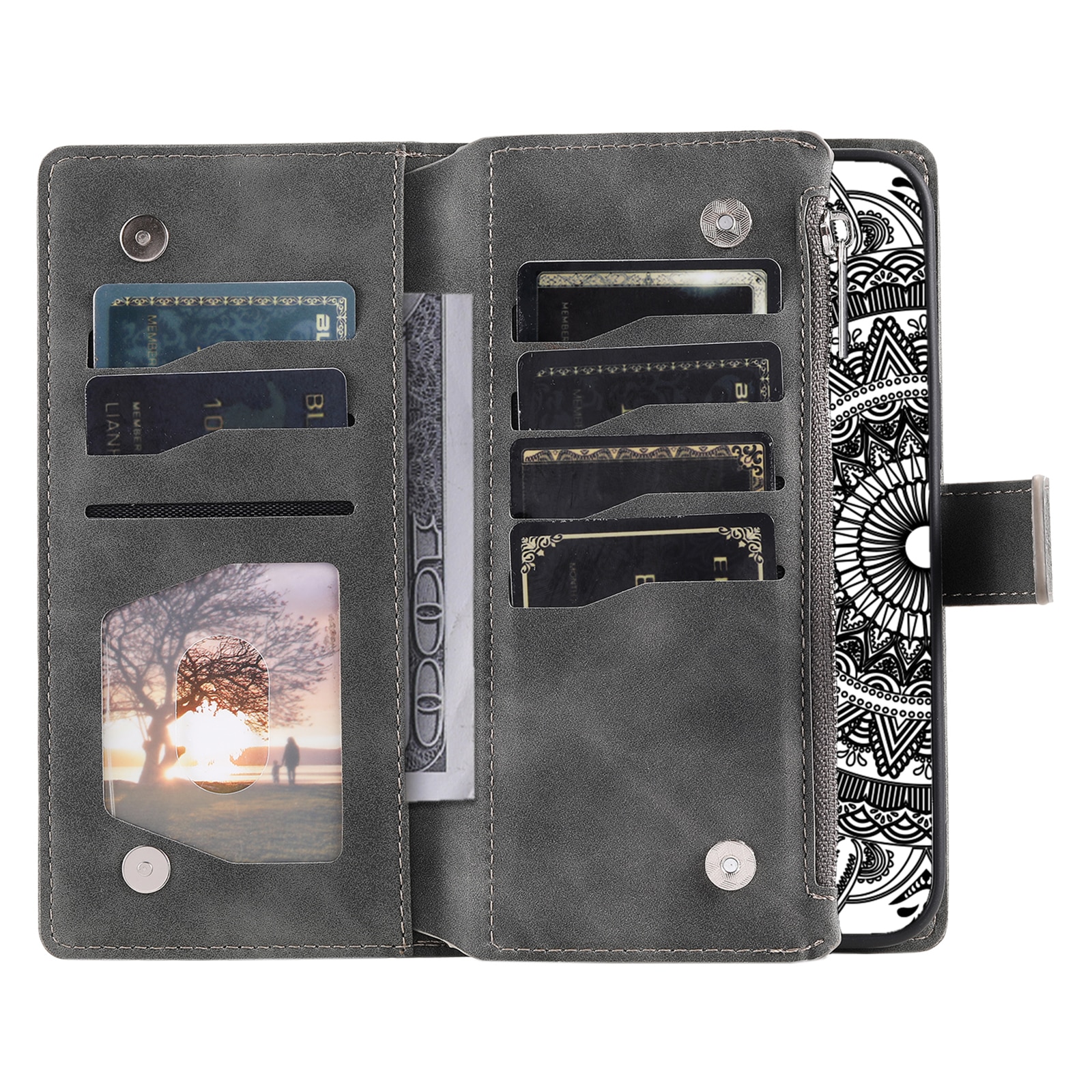 Borsa a portafoglio Mandala Samsung Galaxy S25 FE, Grigio