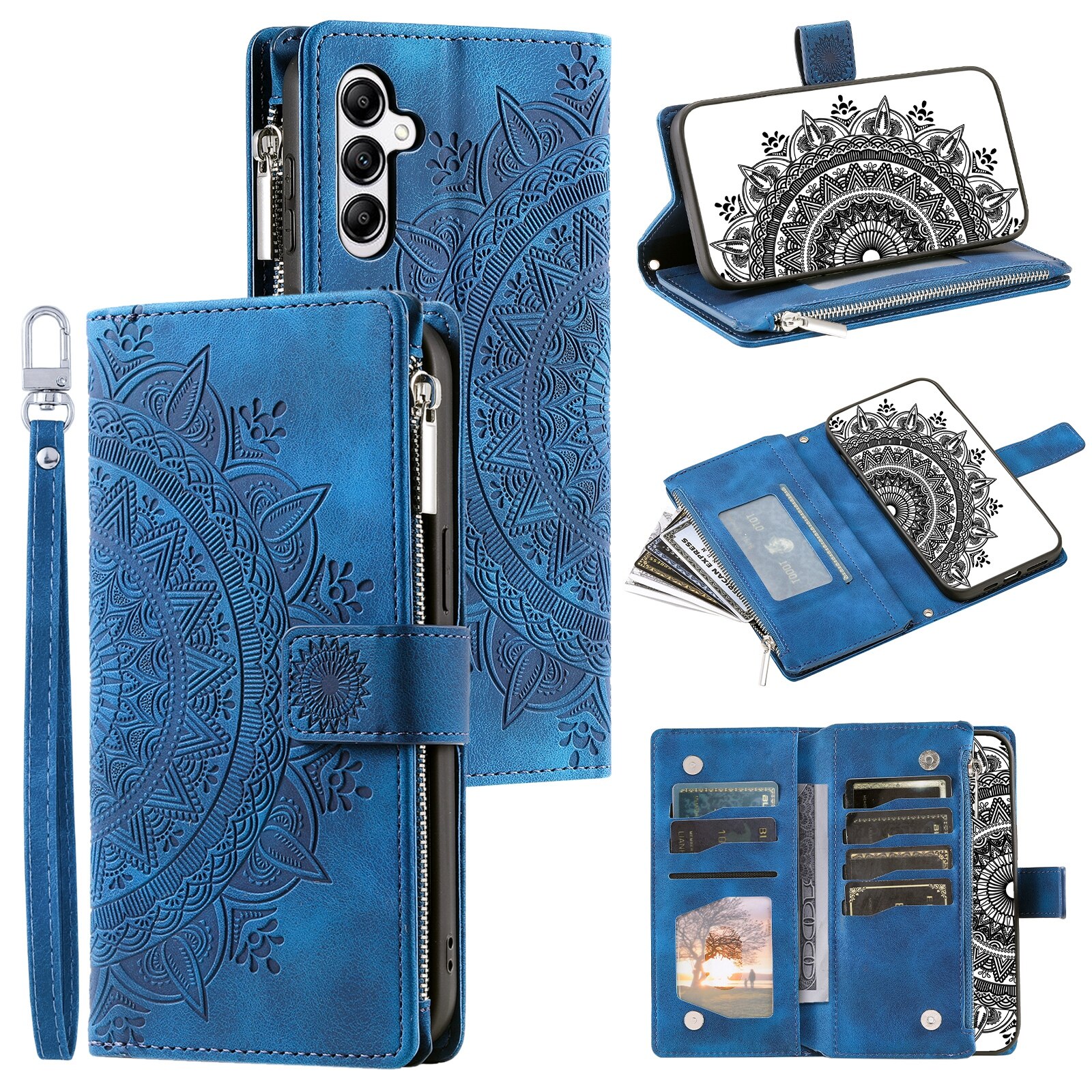Borsa a portafoglio Mandala Samsung Galaxy S25 FE, Blu
