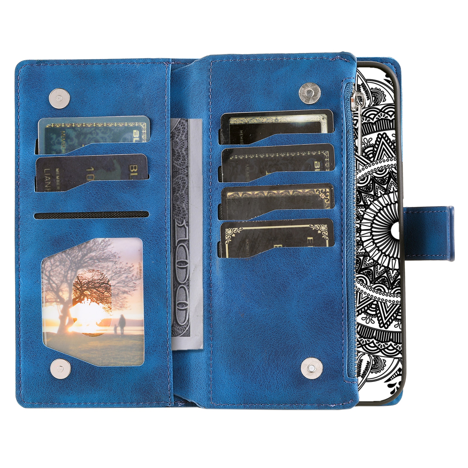 Borsa a portafoglio Mandala Samsung Galaxy S25 FE, Blu