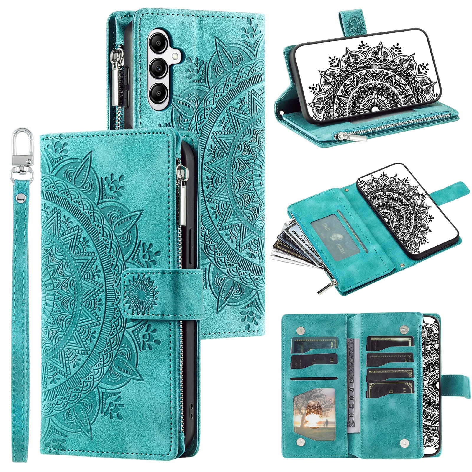 Borsa a portafoglio Mandala Samsung Galaxy S25 FE, Verde
