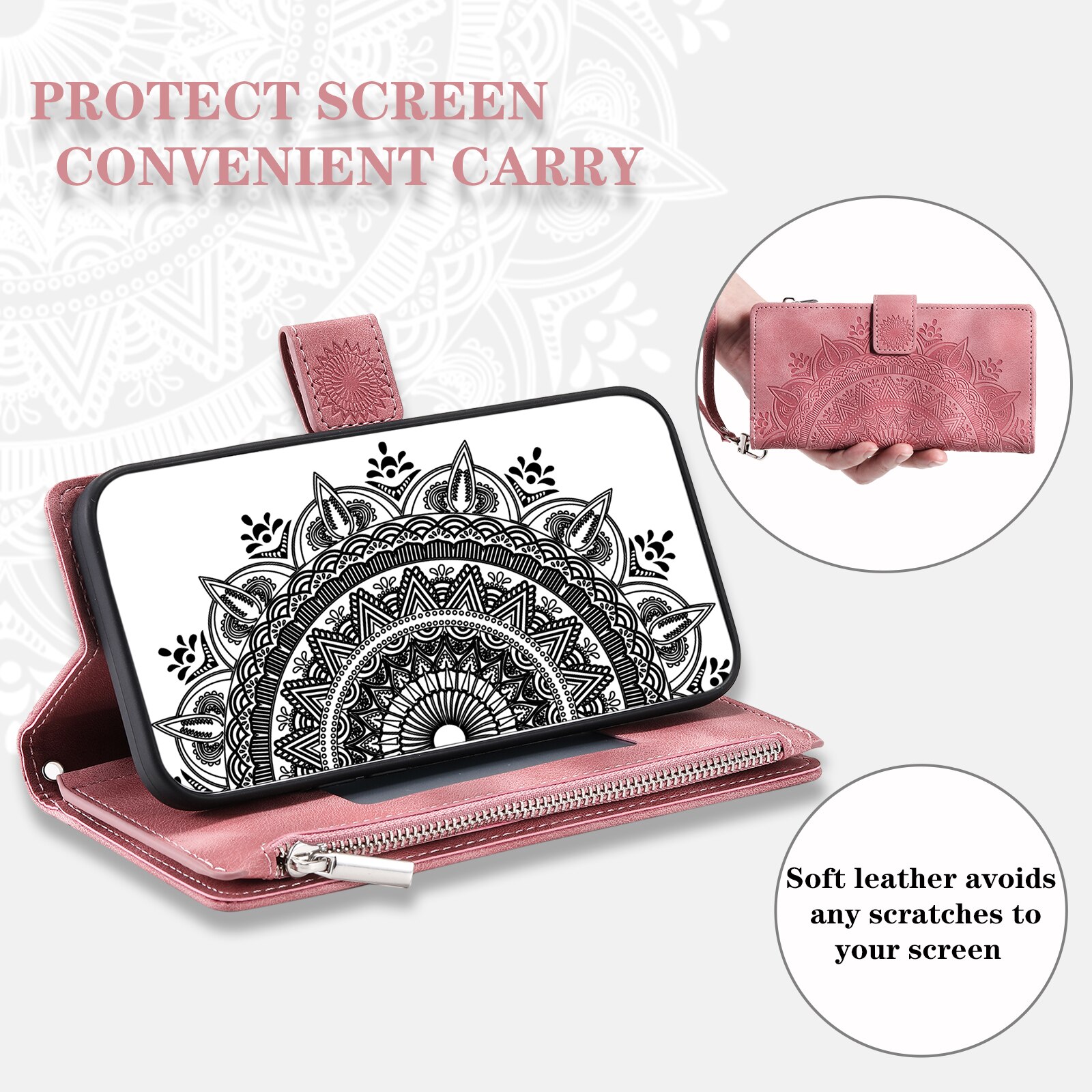Borsa a portafoglio Mandala Samsung Galaxy S25 FE, Rosa