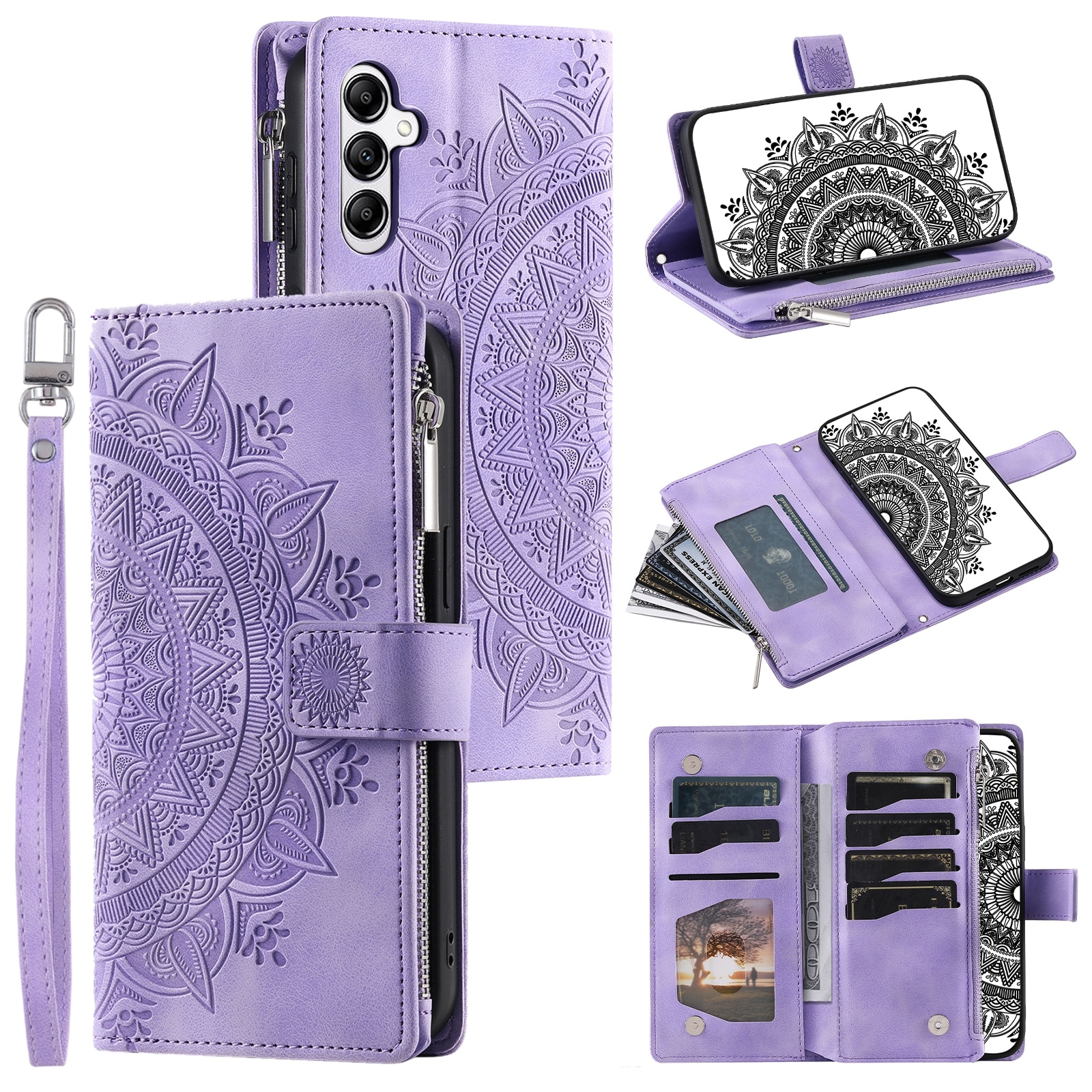 Borsa a portafoglio Mandala Samsung Galaxy S25 FE, Viola