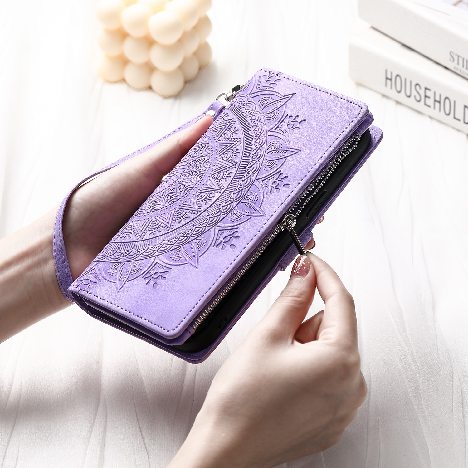 Borsa a portafoglio Mandala Samsung Galaxy S25 FE, Viola