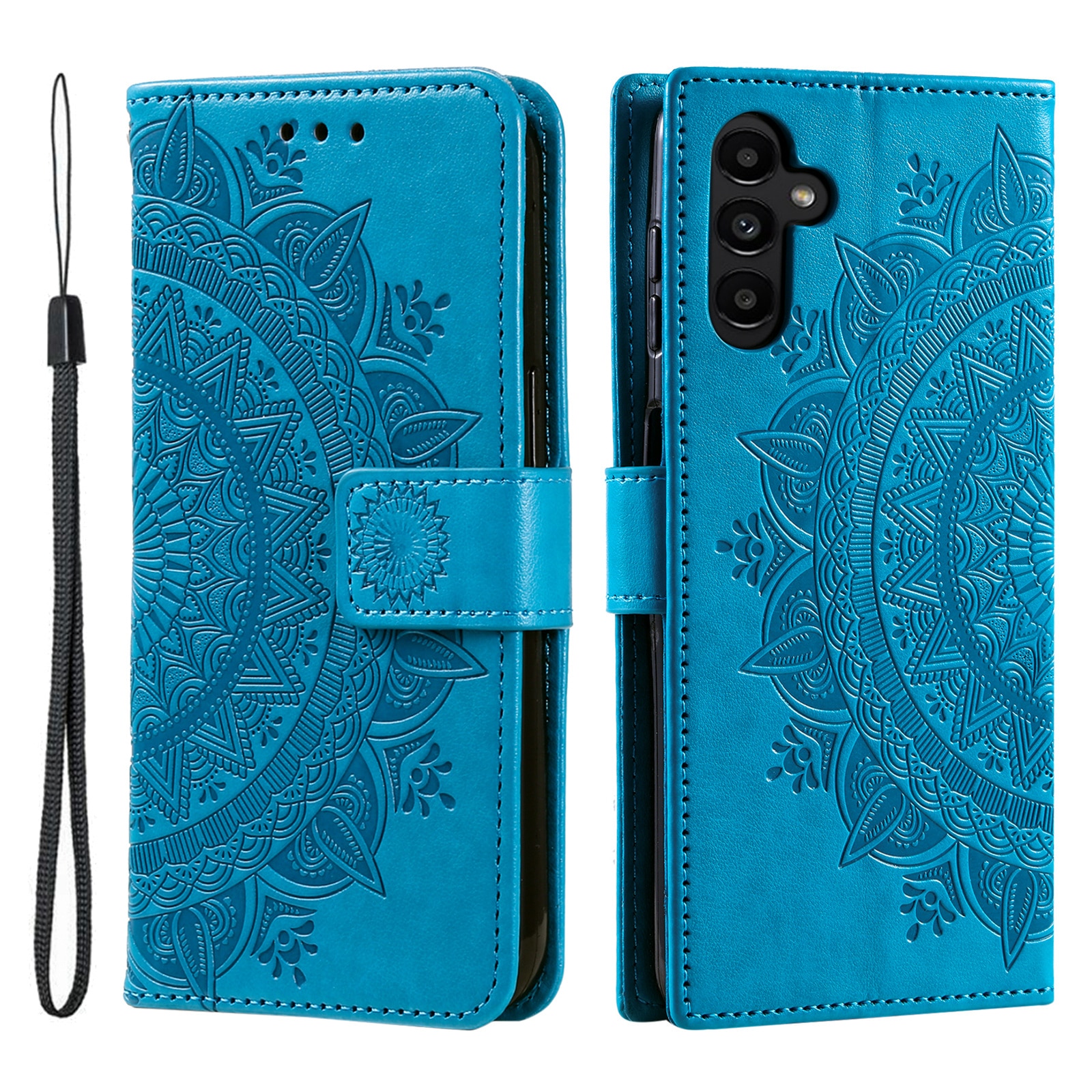 Custodia in pelle Mandala Samsung Galaxy S25 FE Blu
