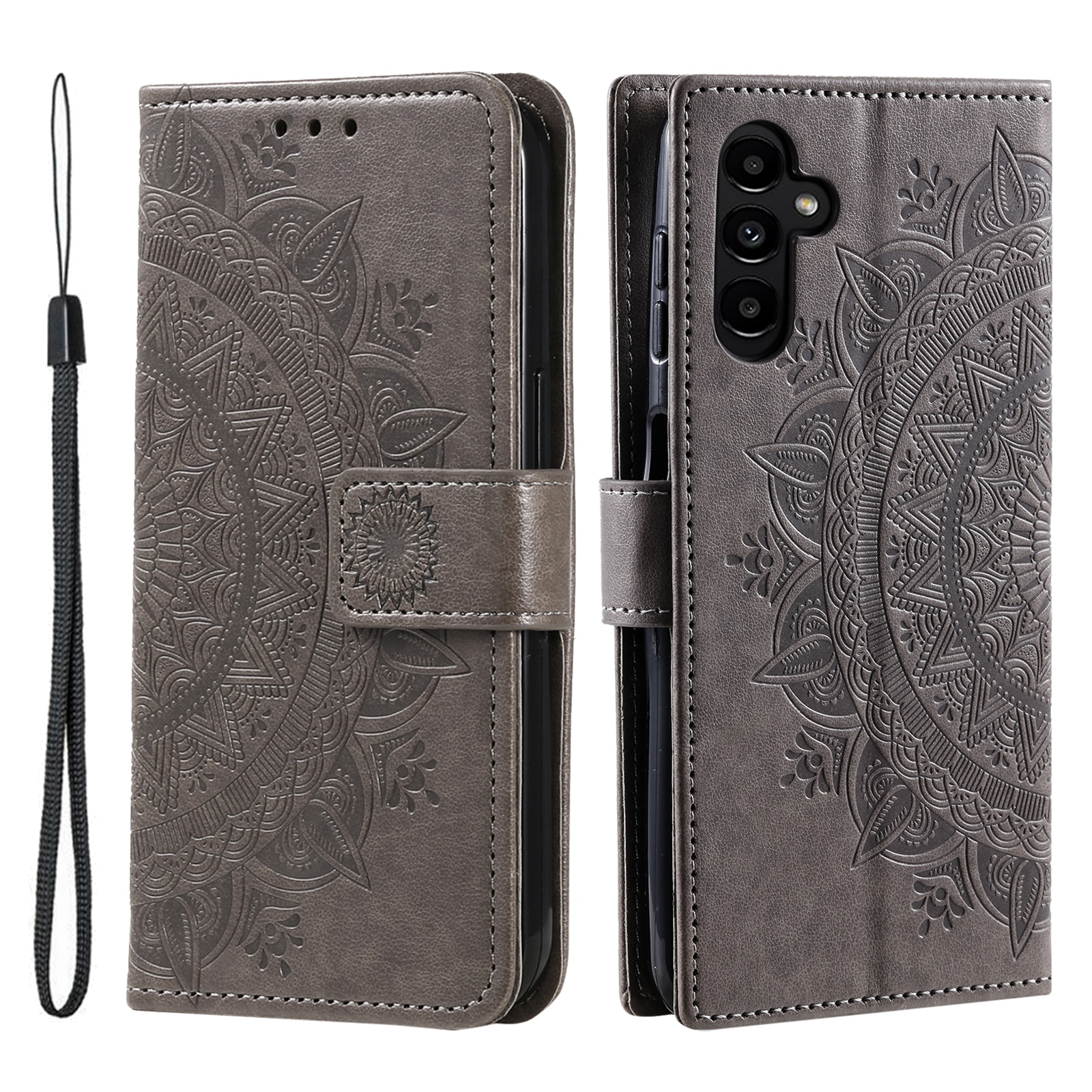 Custodia in pelle Mandala Samsung Galaxy S25 FE Grigio
