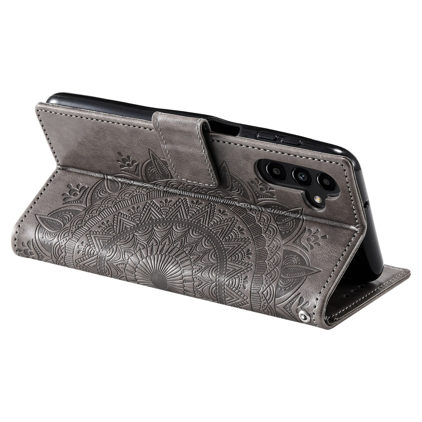 Custodia in pelle Mandala Samsung Galaxy S25 FE Grigio