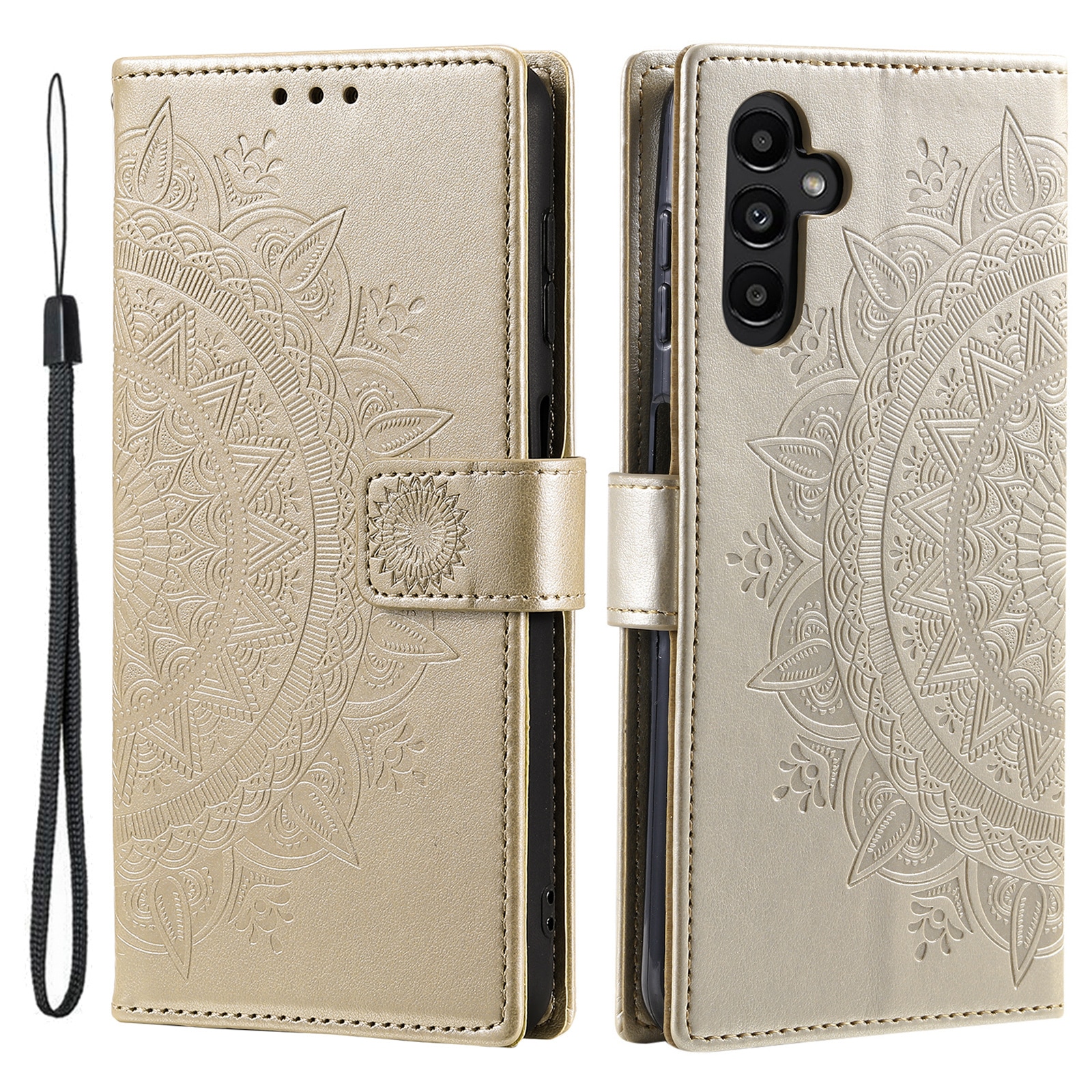 Custodia in pelle Mandala Samsung Galaxy S25 FE Oro