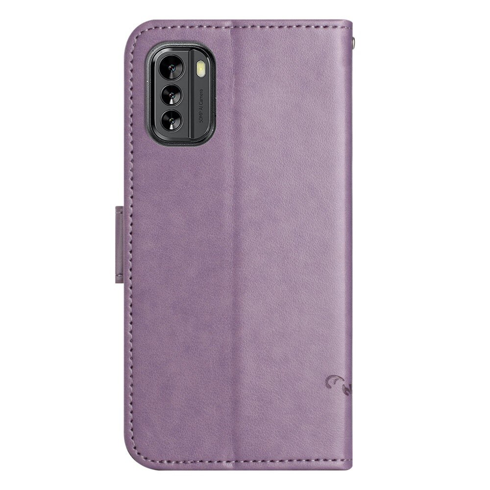 Custodia in pelle a farfalle per  Nokia G60, Viola