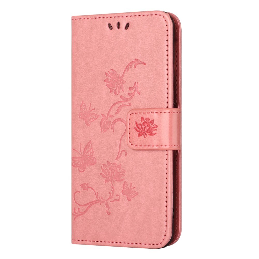 Custodia in pelle a farfalle per  Nokia G60, Rosa