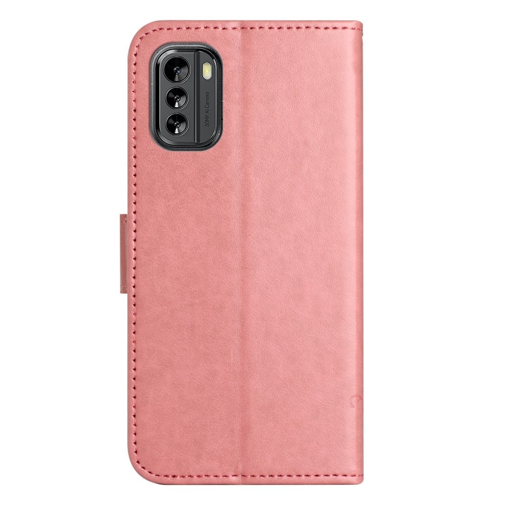 Custodia in pelle a farfalle per Nokia G60, rosa