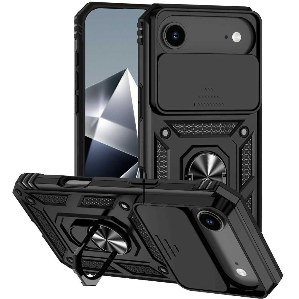 Cover ibride con anello e protezione fotocamera iPhone 17 Air Nero