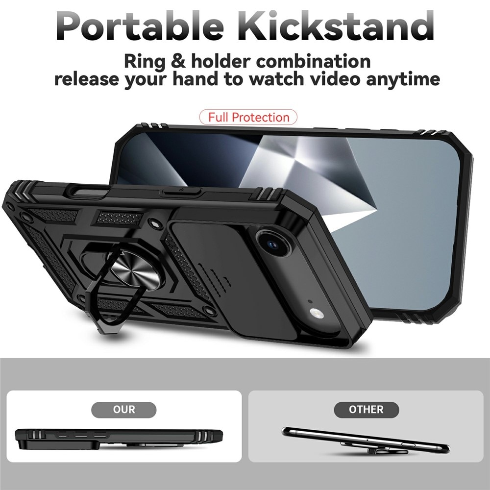Cover ibride con anello e protezione fotocamera iPhone 17 Air Nero