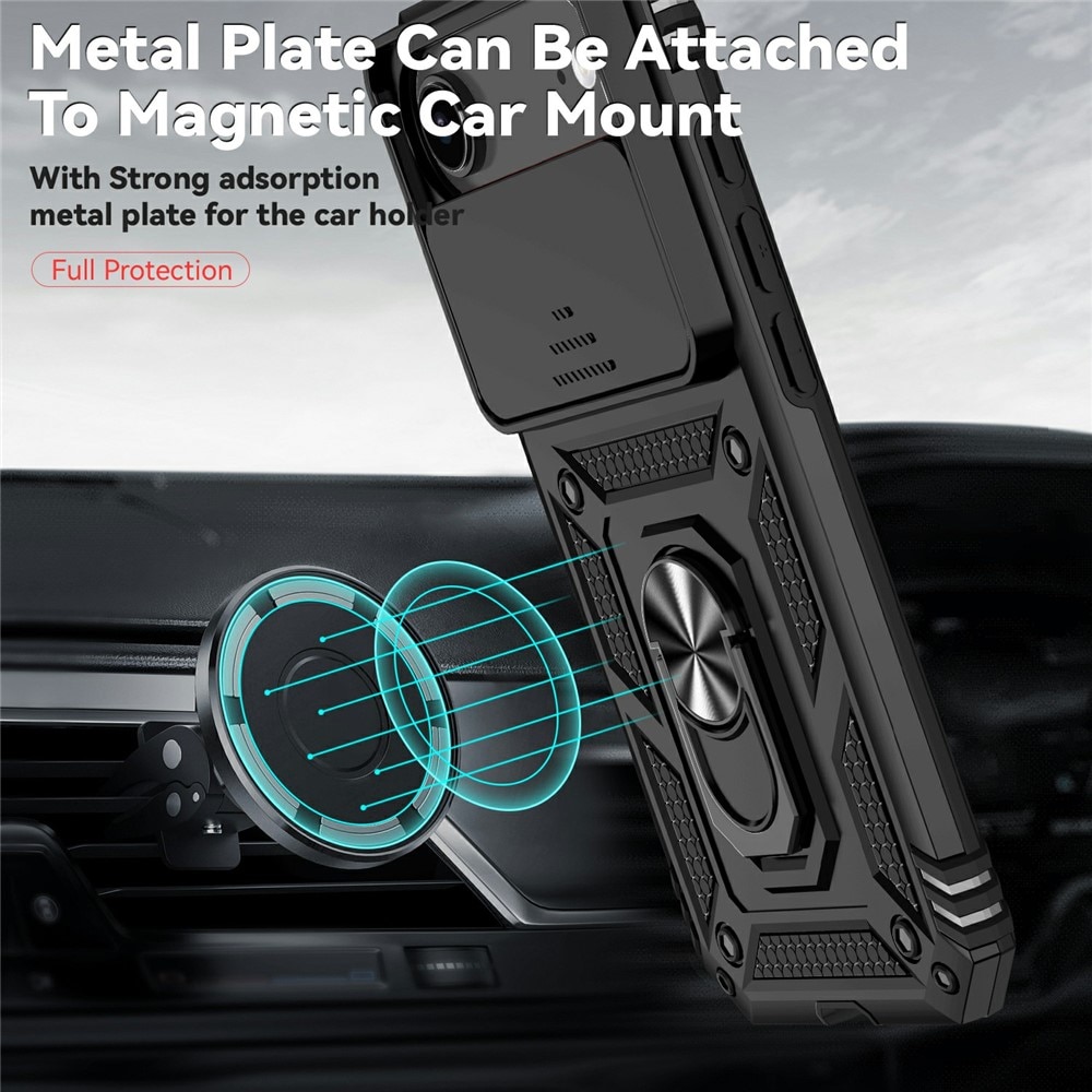 Cover ibride con anello e protezione fotocamera iPhone 17 Air Nero