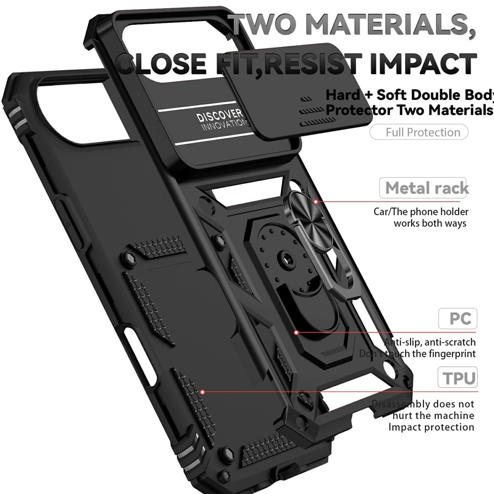 Cover ibride con anello e protezione fotocamera iPhone 17 Air Nero