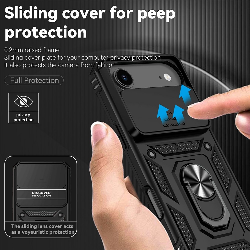 Cover ibride con anello e protezione fotocamera iPhone 17 Air Nero